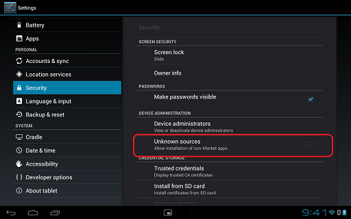 Enable Unknown Sources